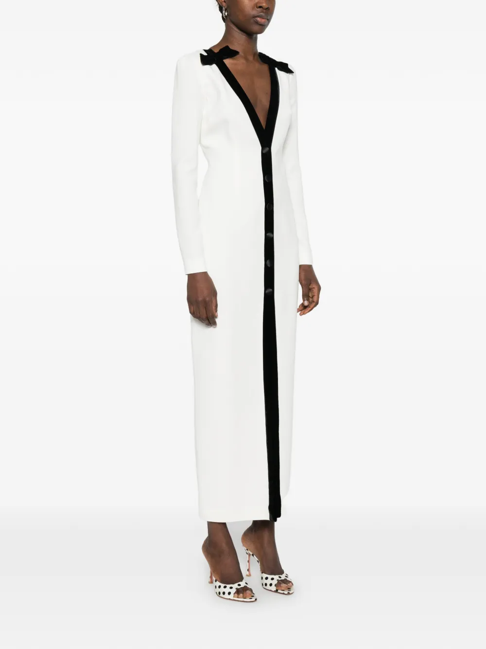  Alessandra Rich Bow-detail Front-button Maxi Dress - White 