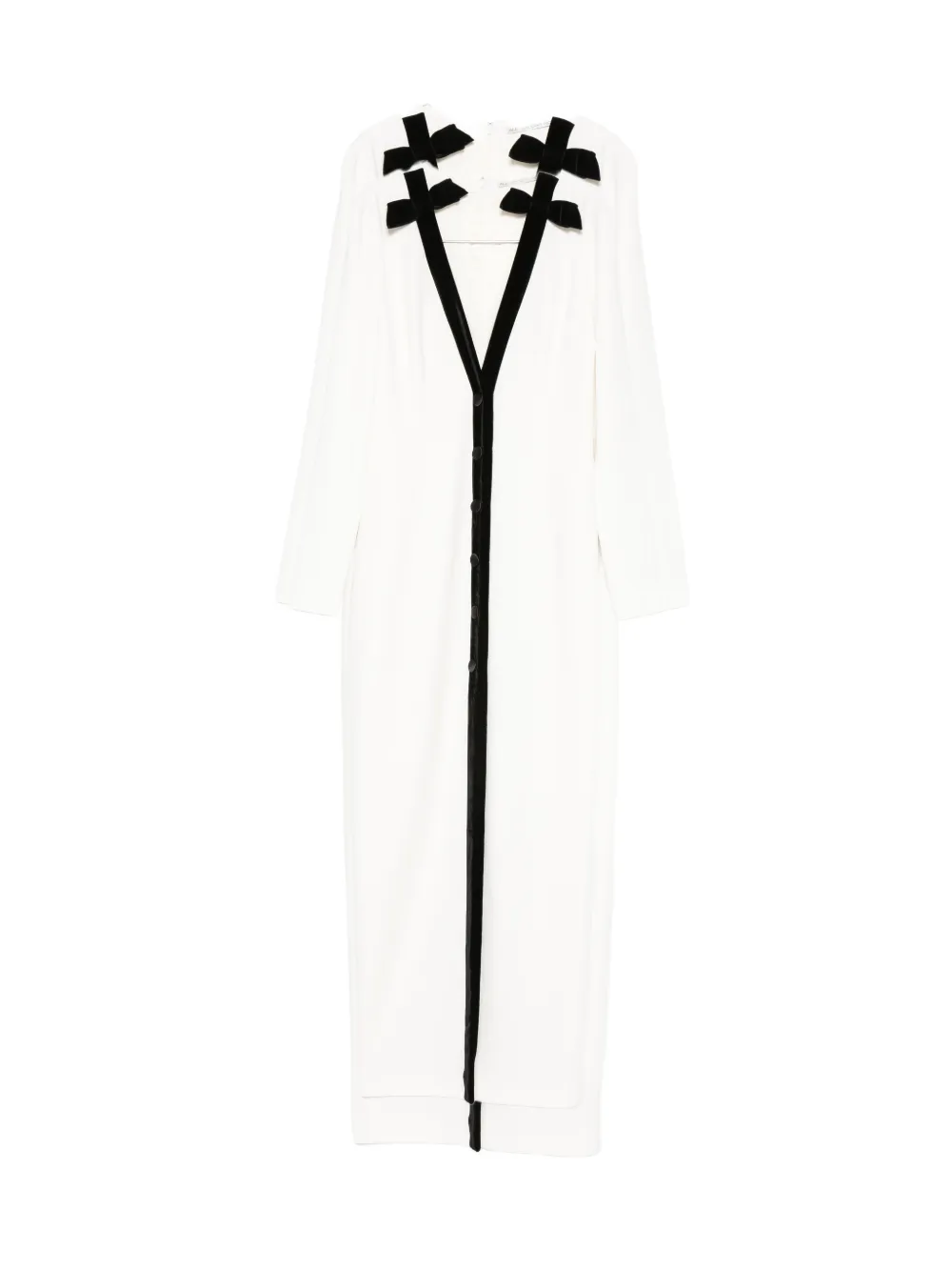 Alessandra Rich bow-detail front-button maxi dress - Bianco
