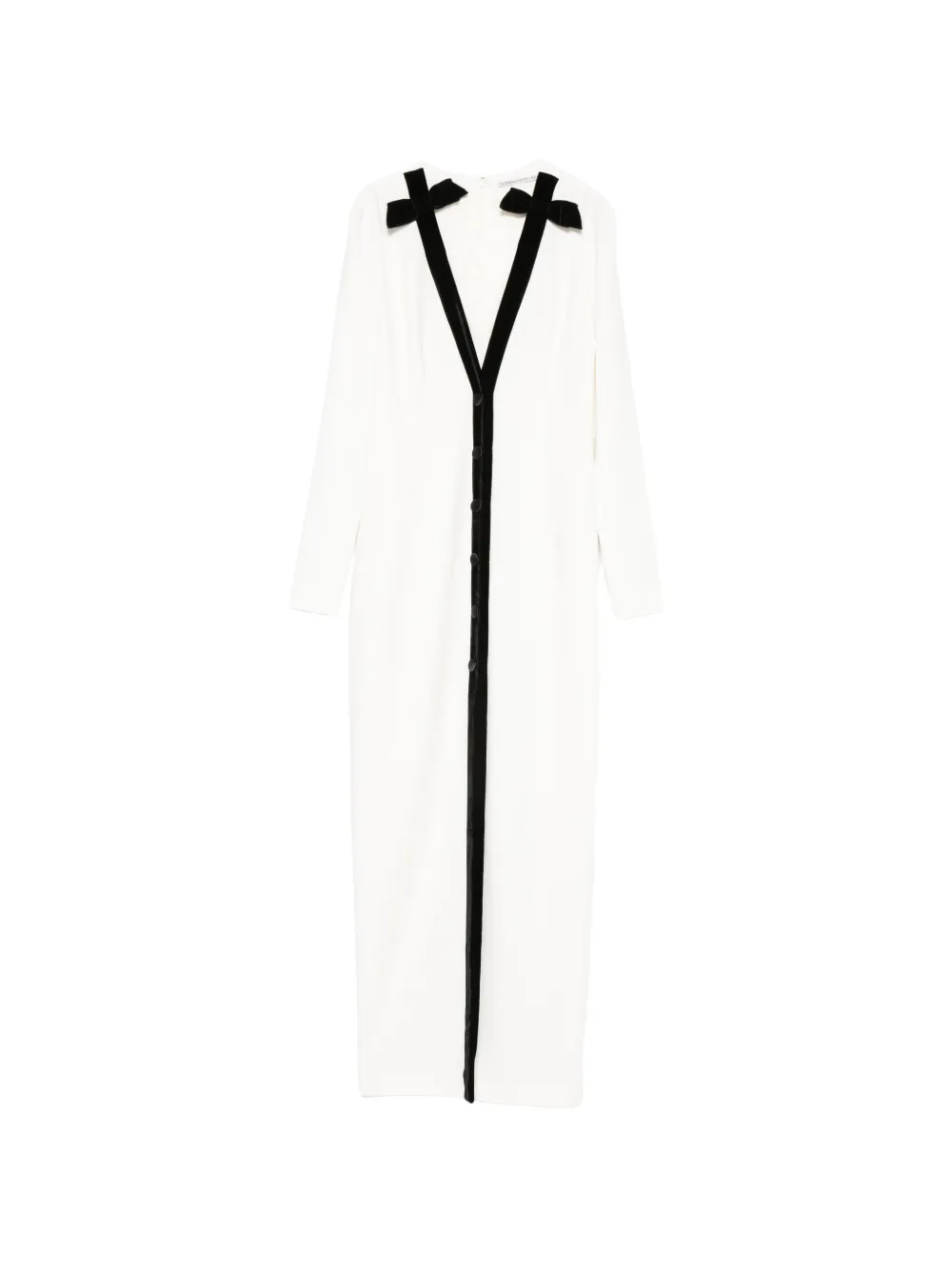 Alessandra Rich bow-detail front-button maxi dress - Bianco
