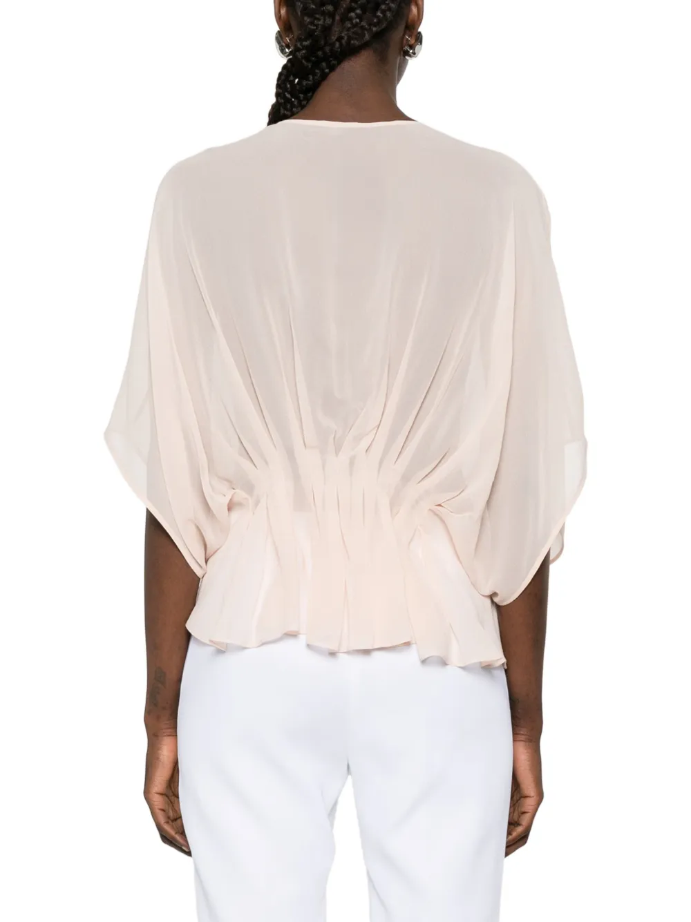Max Mara Top met knopen en ruches Roze