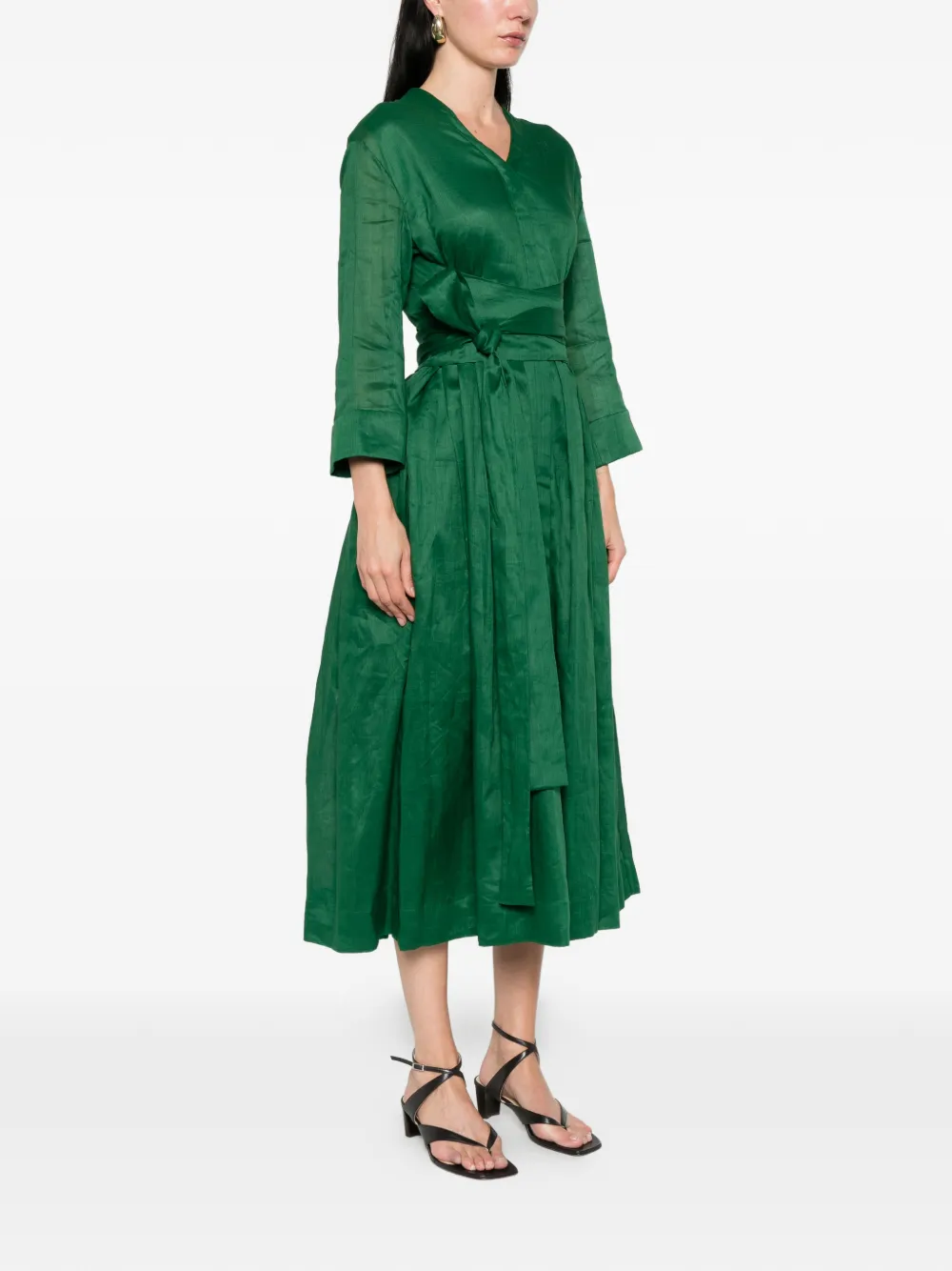  's Max Mara Camilla V-neck Tie Dress - Green 