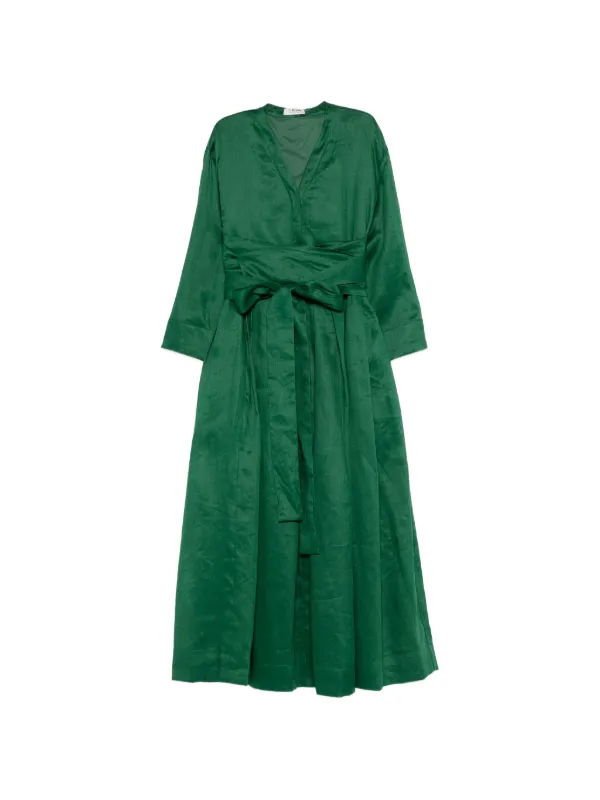 S Max Mara Camilla V-neck Tie Dress | Green | FARFETCH