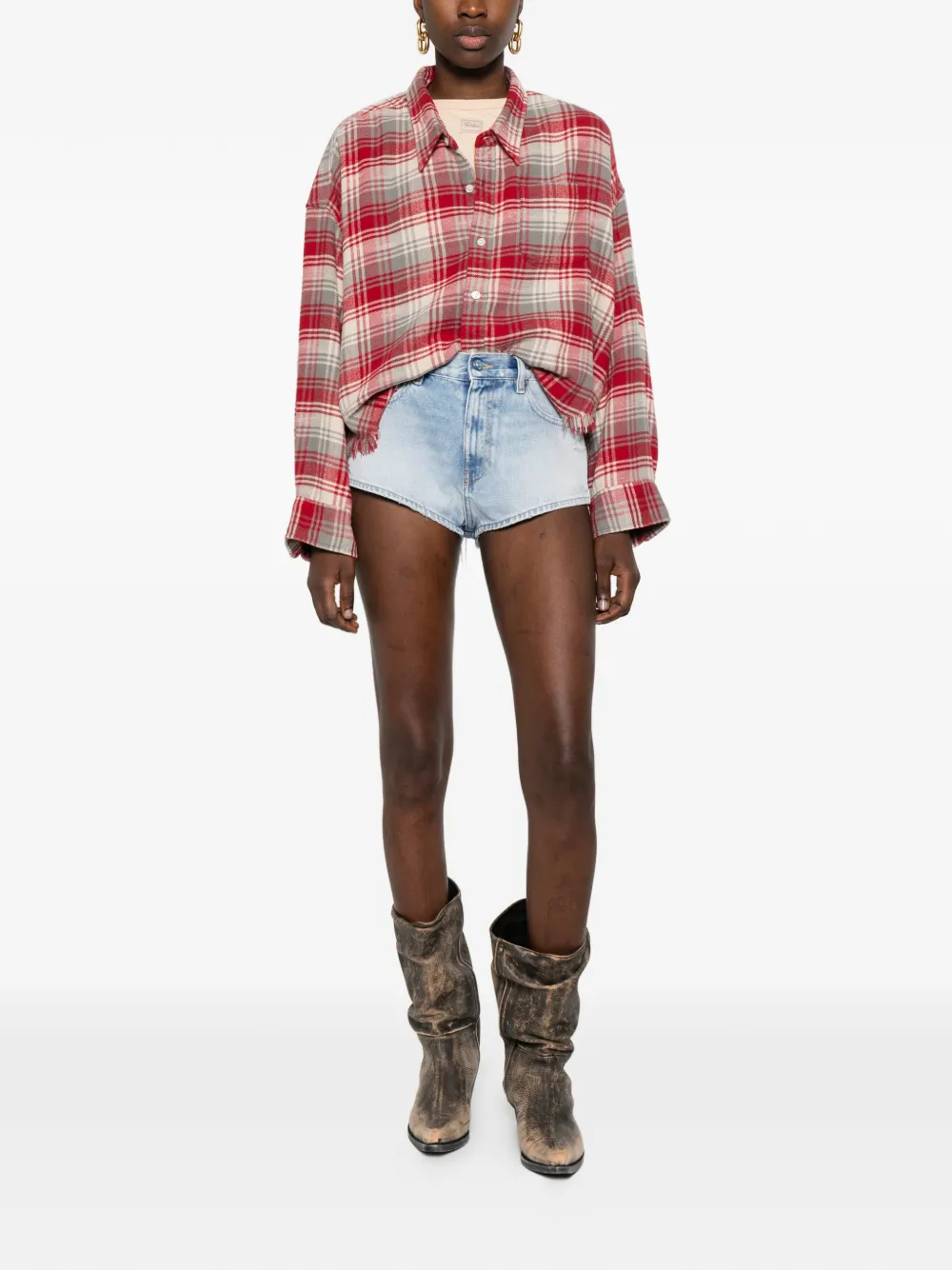  Diesel Distressed Cutout Shorts - Blue 
