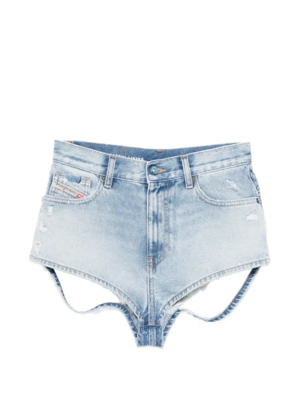 d.i.a. ダメージデニムショートパンツ Diesel ダメージ カットアウト ショートパンツ | ブルー | FARFETCH JP