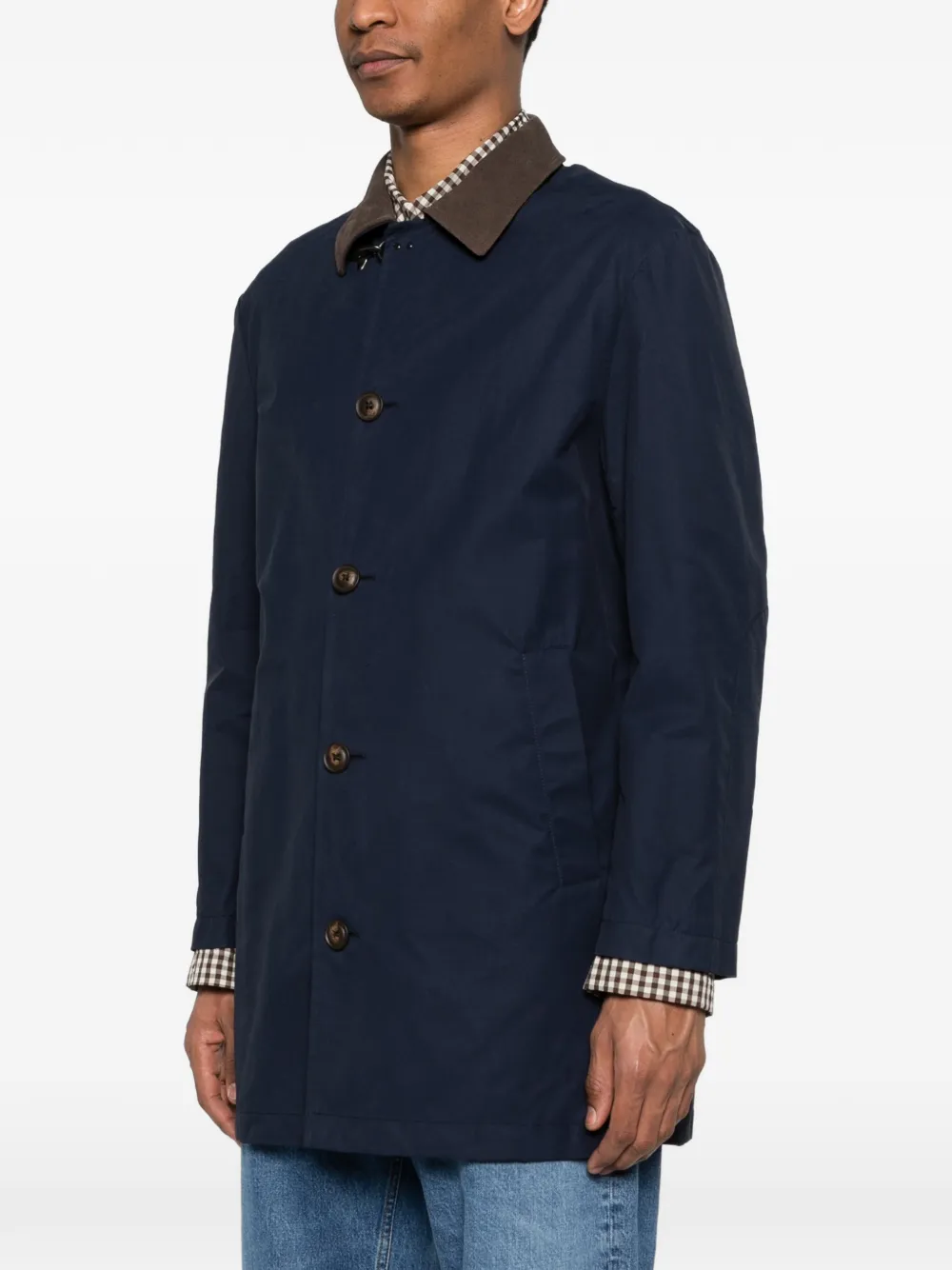  Fay Button Collar Coat - Blue 