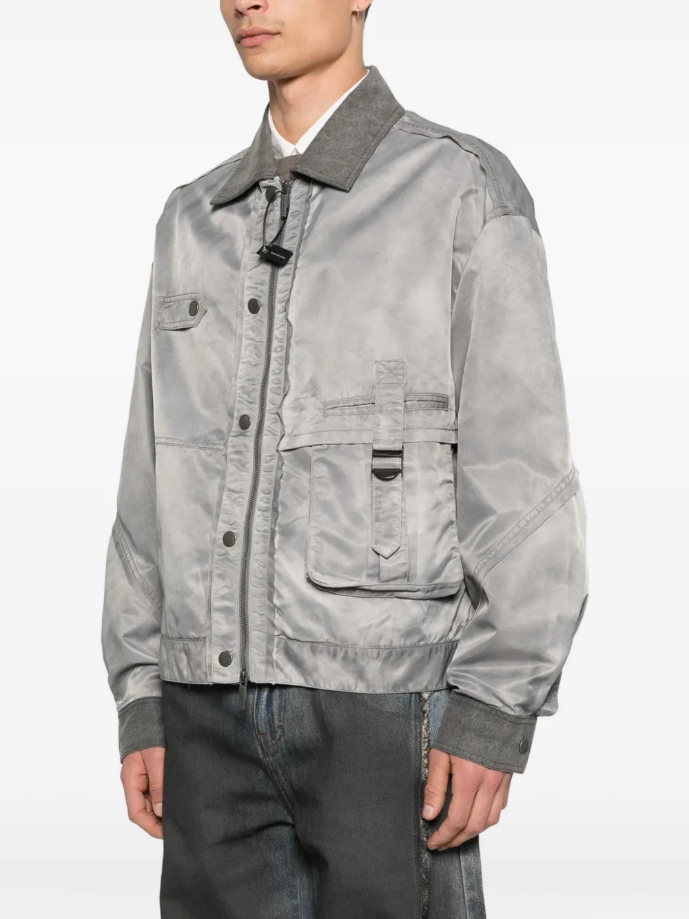  Feng Chen Wang Button-detail Bomber Jacket - Grey 