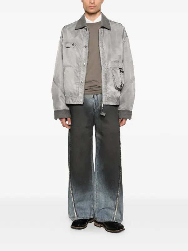 Feng Chen Wang button-detail Bomber Jacket | Grey | FARFETCH AO