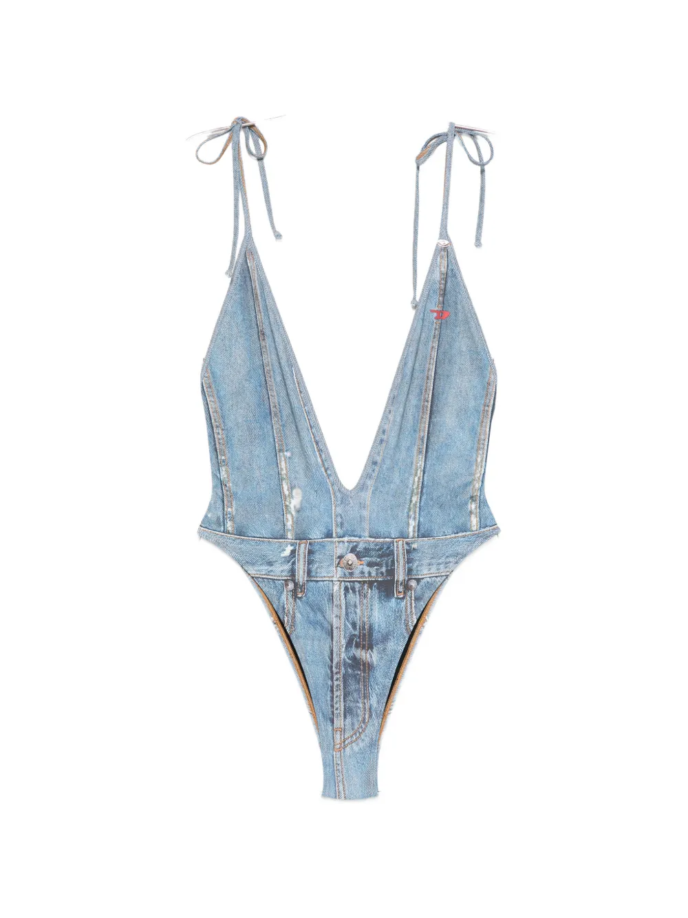 Diesel tie-strap printed swimsuit - Blu