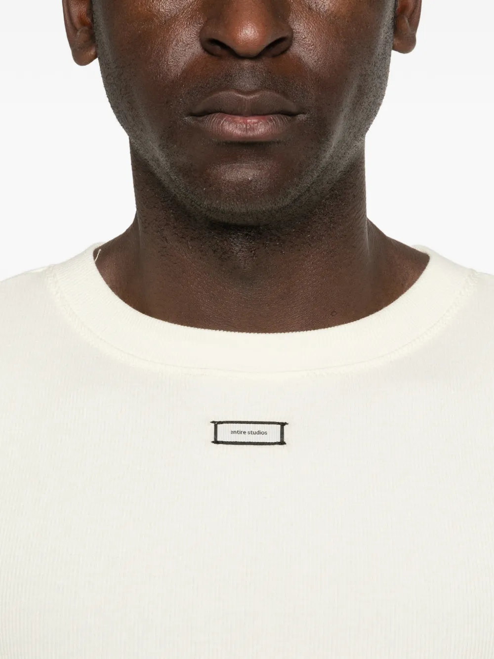 ENTIRE STUDIOS T-shirt met logo-label Geel