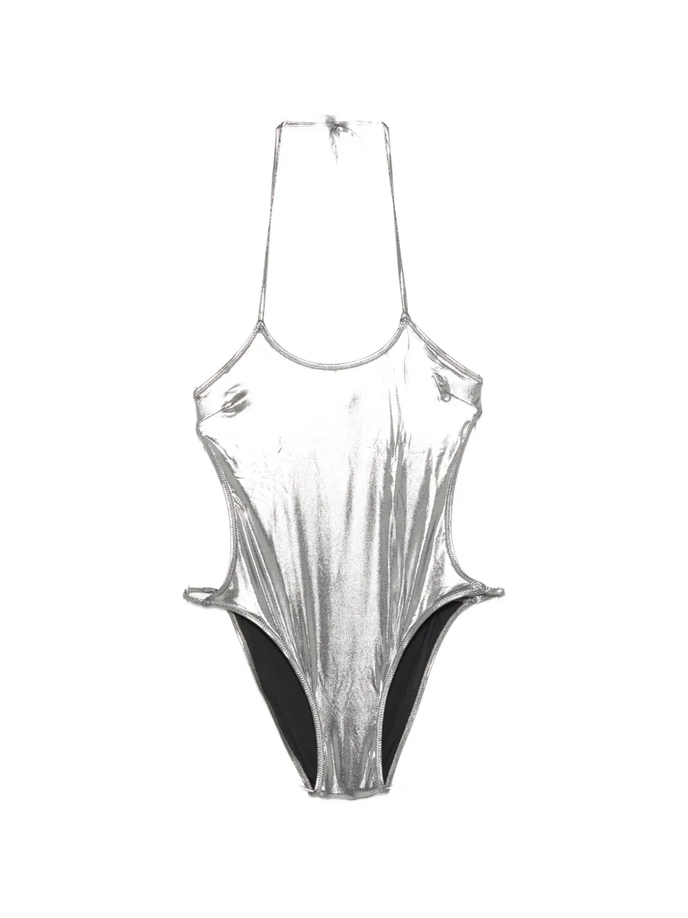 The Attico metallic-effect halterneck swimsuit - Silber