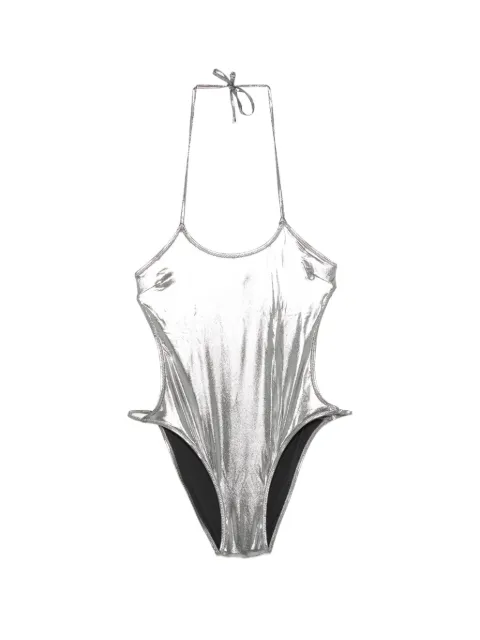 The Attico traje de baño con efecto metalizado y cuello halter