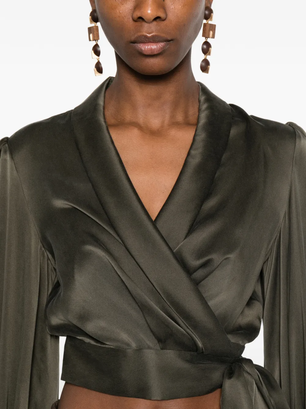 Wrap Long-Sleeved Blouse