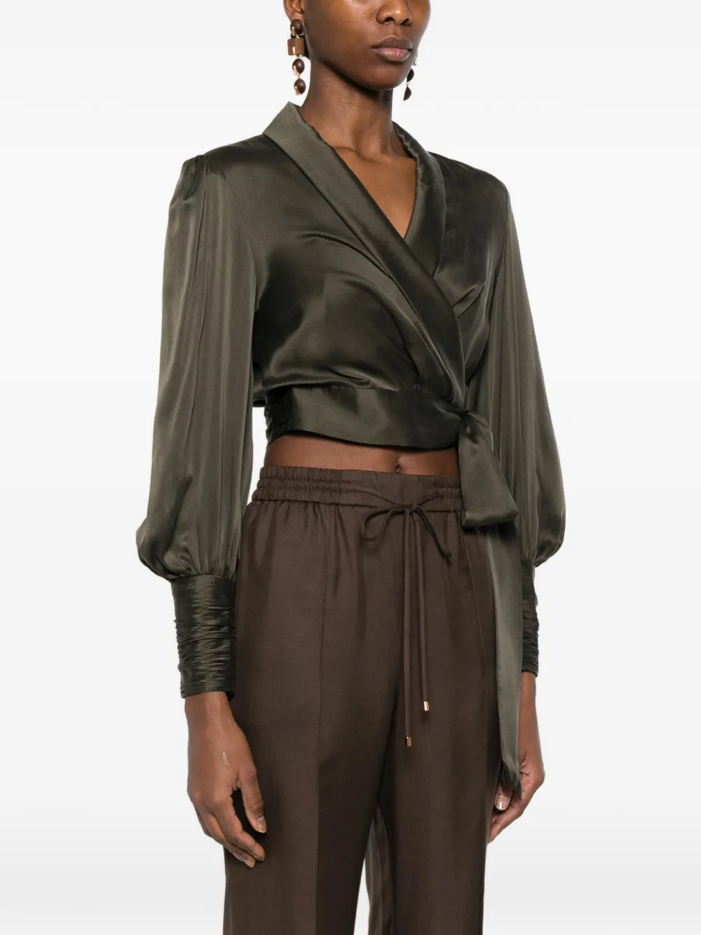 Wrap Long-Sleeved Blouse