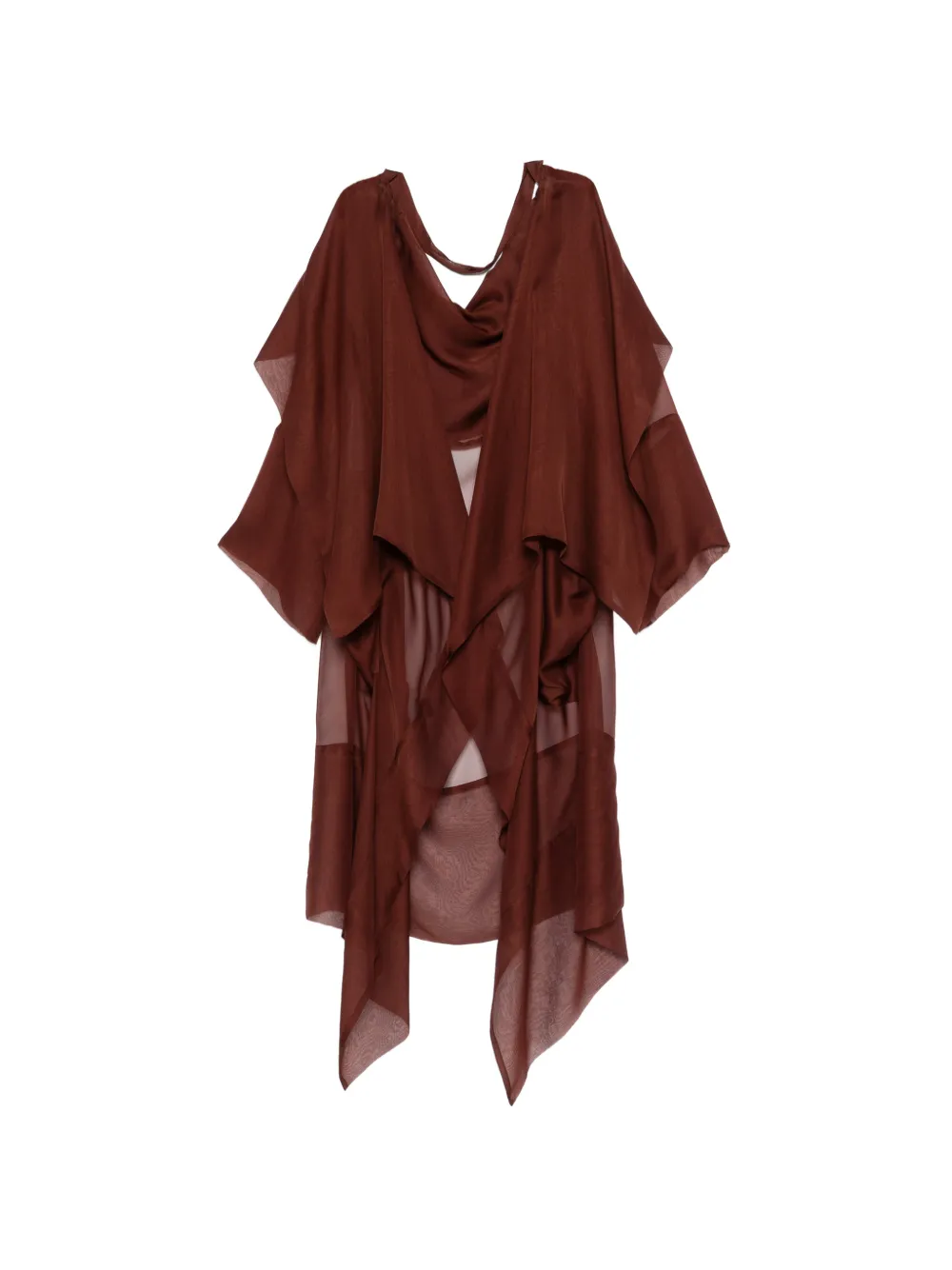 Alberta Ferretti draped sheer-finish coat - Braun