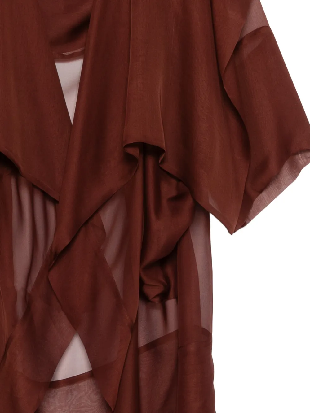 Alberta Ferretti Gedrapeerde jas met doorzichtige afwerking Bruin