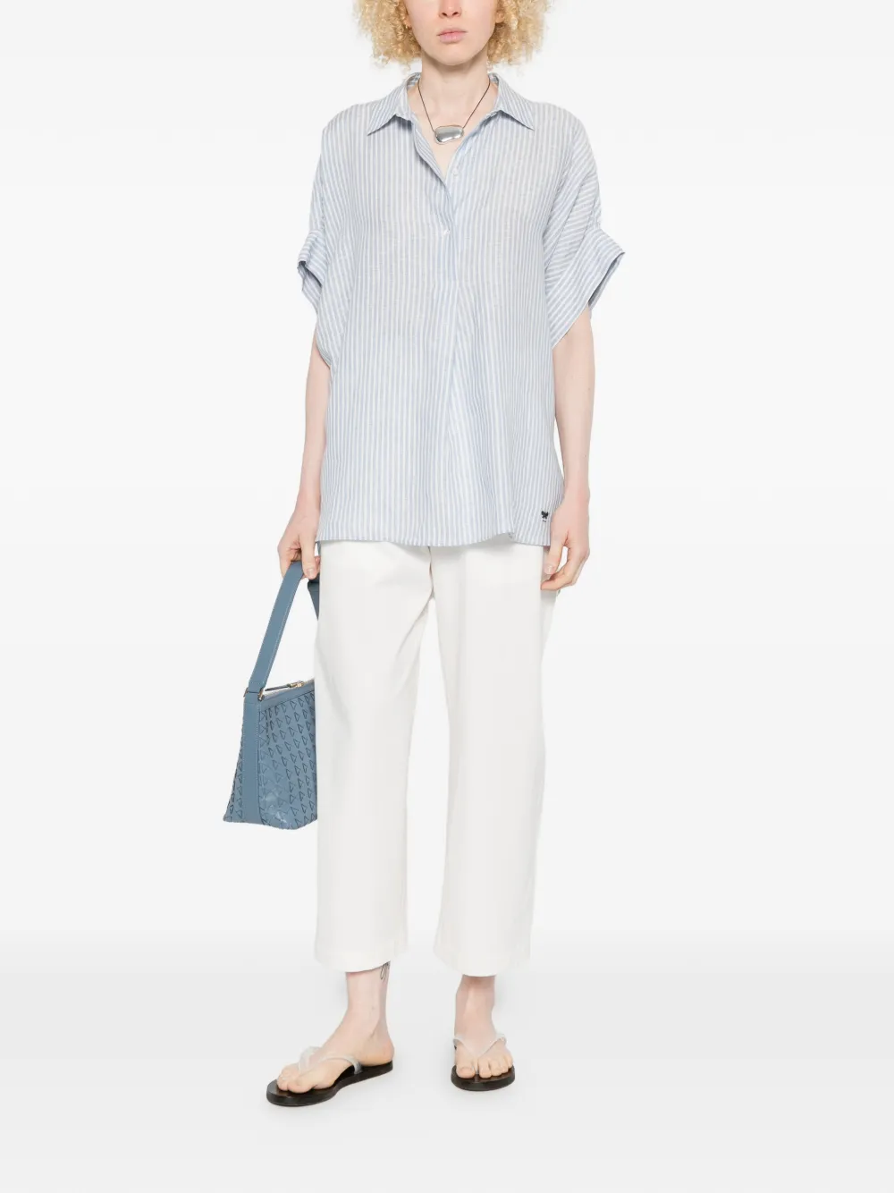  Weekend Max Mara Verve Striped Shirt - Blue 