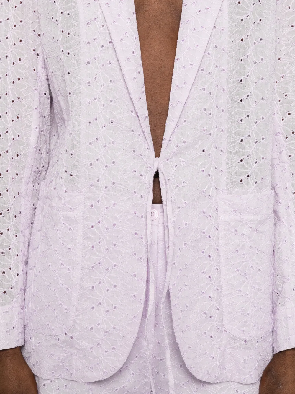 Forte Broderie anglaise jack met striksluiting Paars