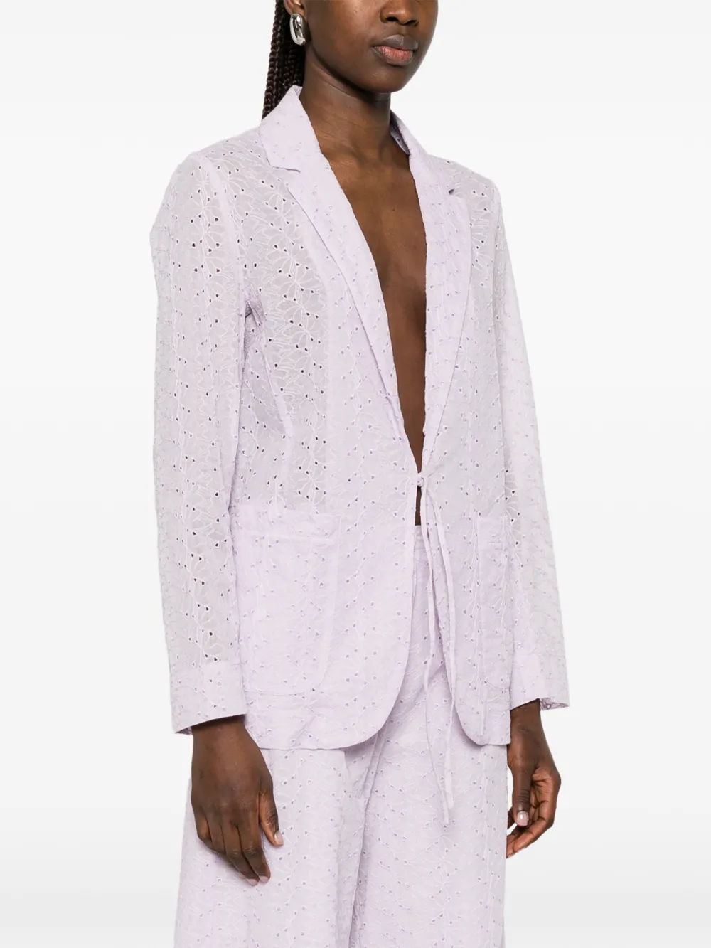Forte Broderie anglaise jack met striksluiting Paars