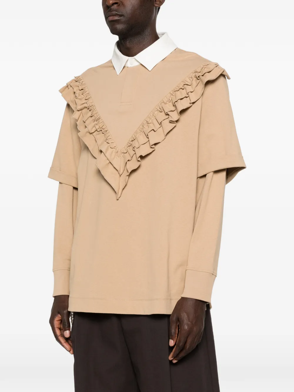  Simone Rocha Ruffled-detail Polo Shirt - Neutrals 