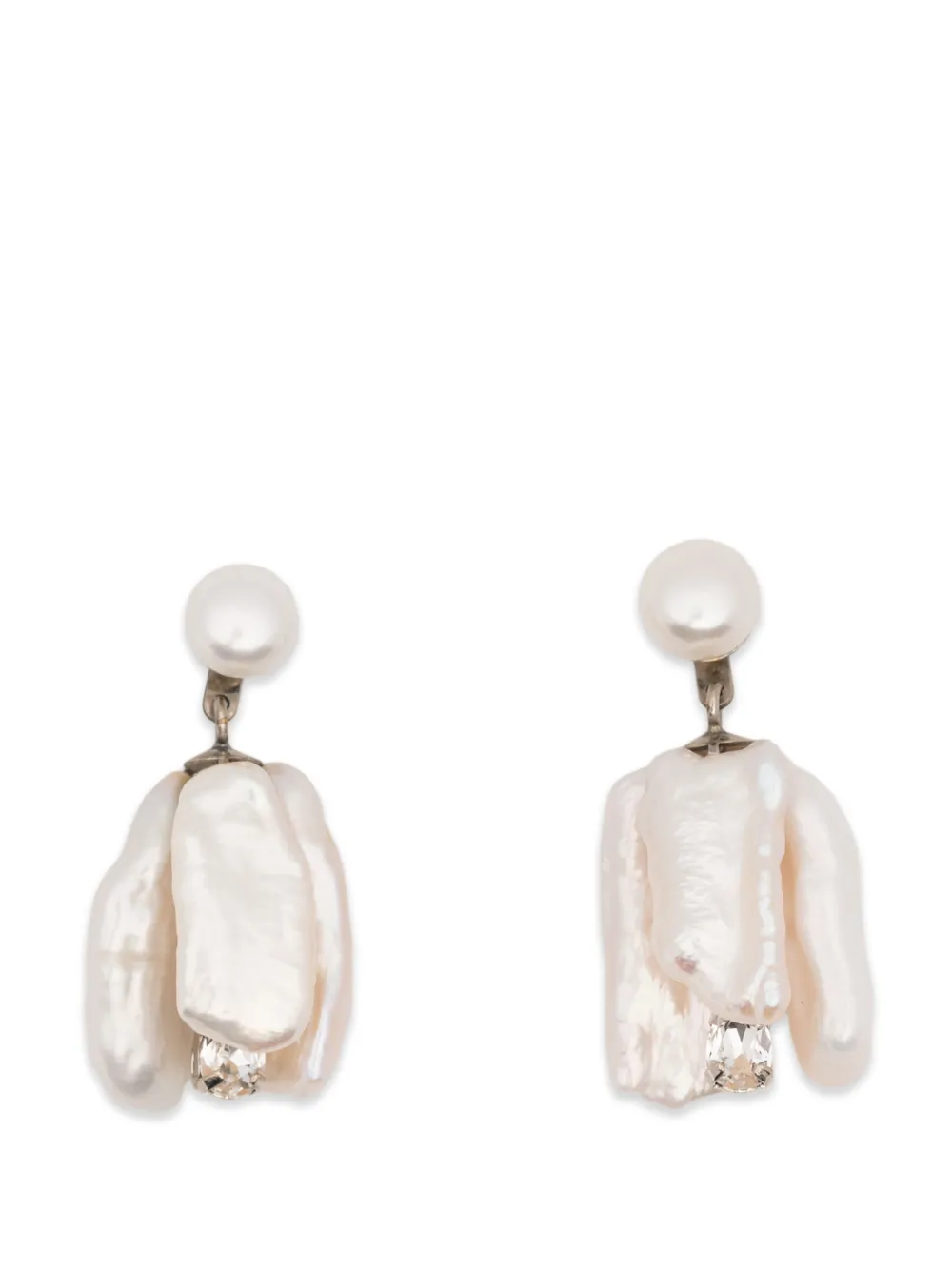 Simone Rocha bloom crystal and pearl earrings - Argento