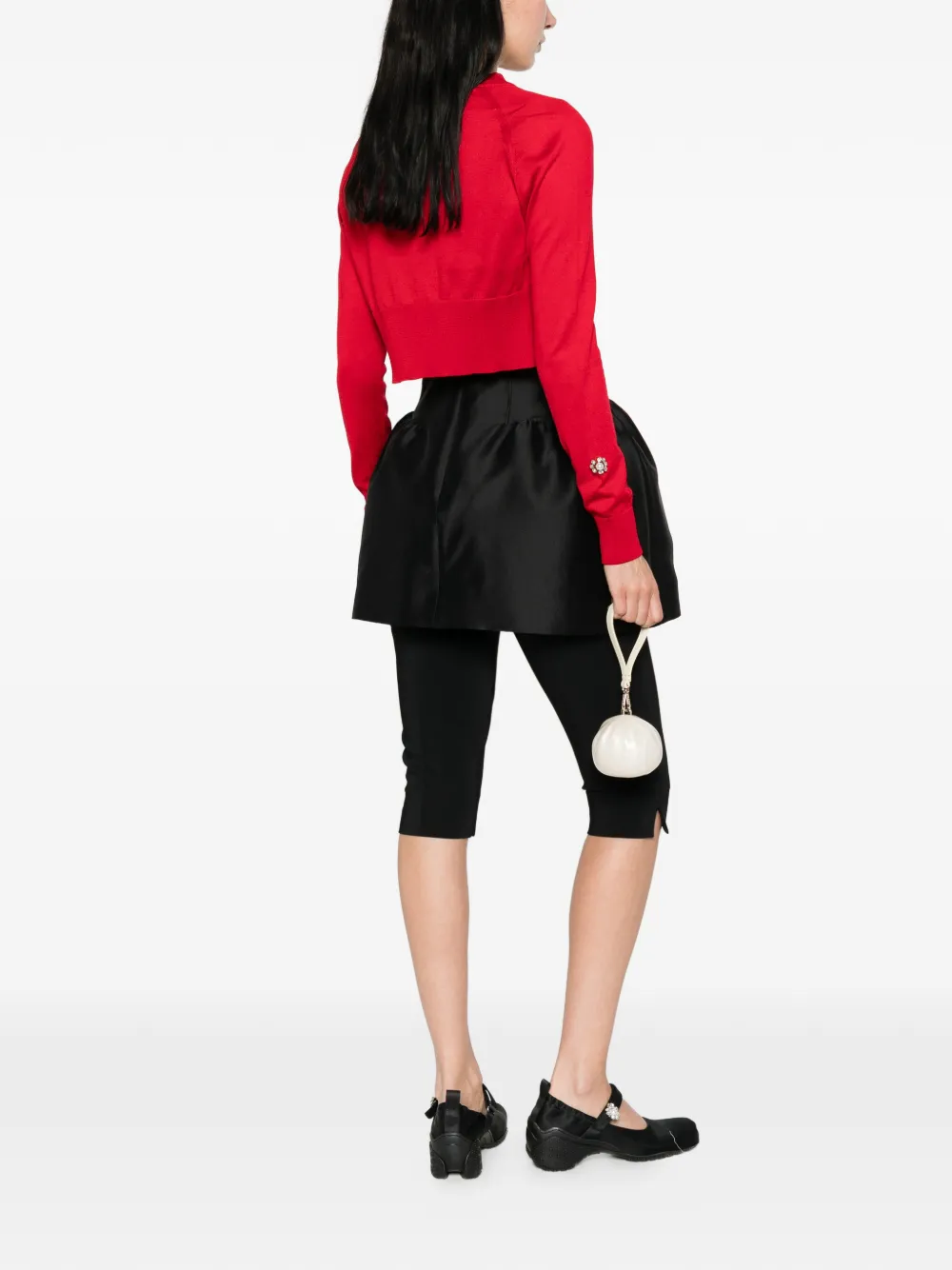 Simone Rocha Embellished Cropped Cardigan In Red