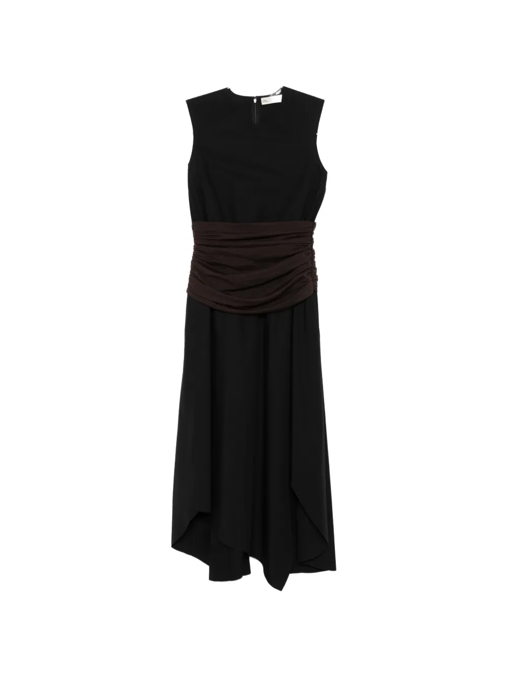 Tory Burch ruched-detail sleeveless midi dress - Nero