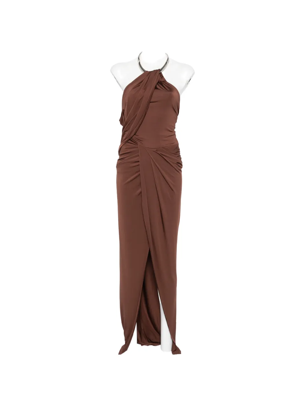Amen twisted halter-neck maxi dress - Marrone