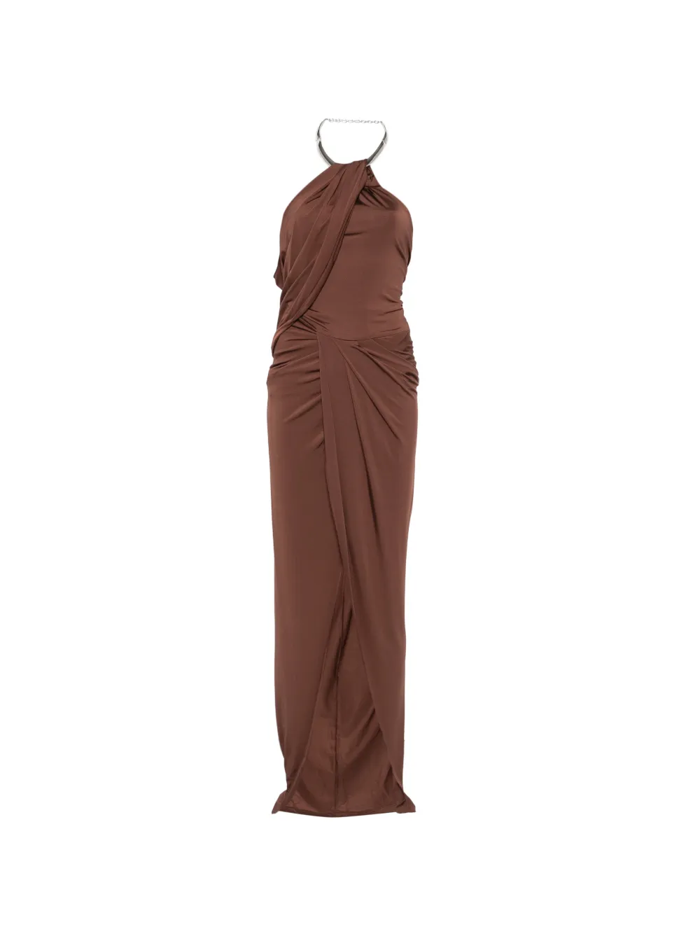 Amen twisted halter-neck maxi dress - Marrone