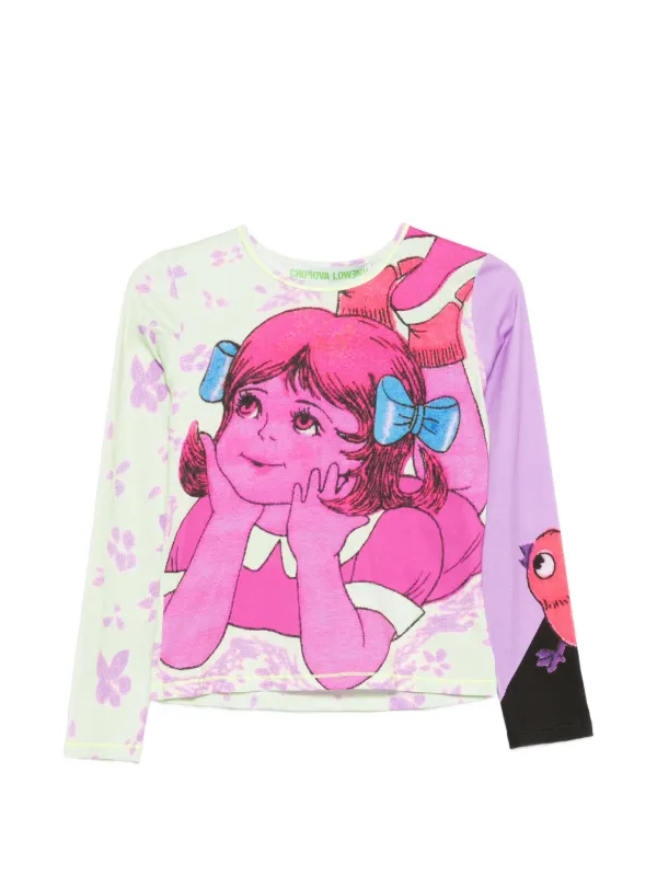 Chopova Lowena 長袖 Tシャツ イラストプリント ピンク Chopova Lowena