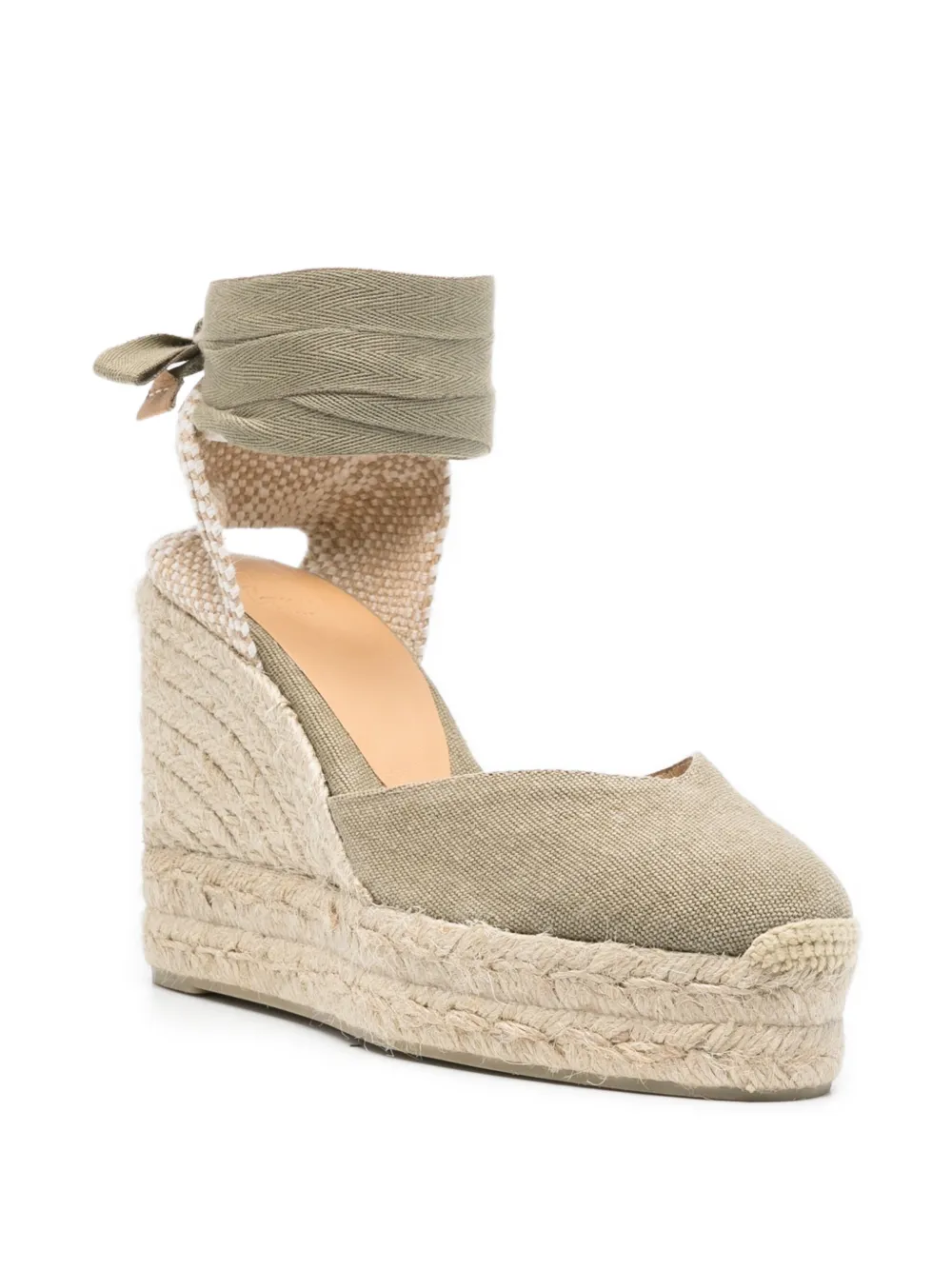Castañer tie-fastening wedge espadrilles Groen