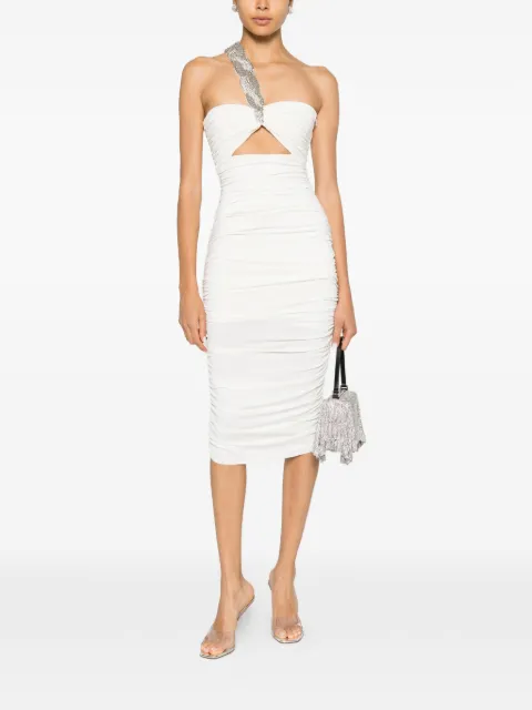 Amen crystal-embellished ruched midi dress
