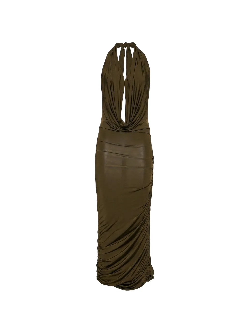 Blumarine ruched halterneck maxi dress - Verde