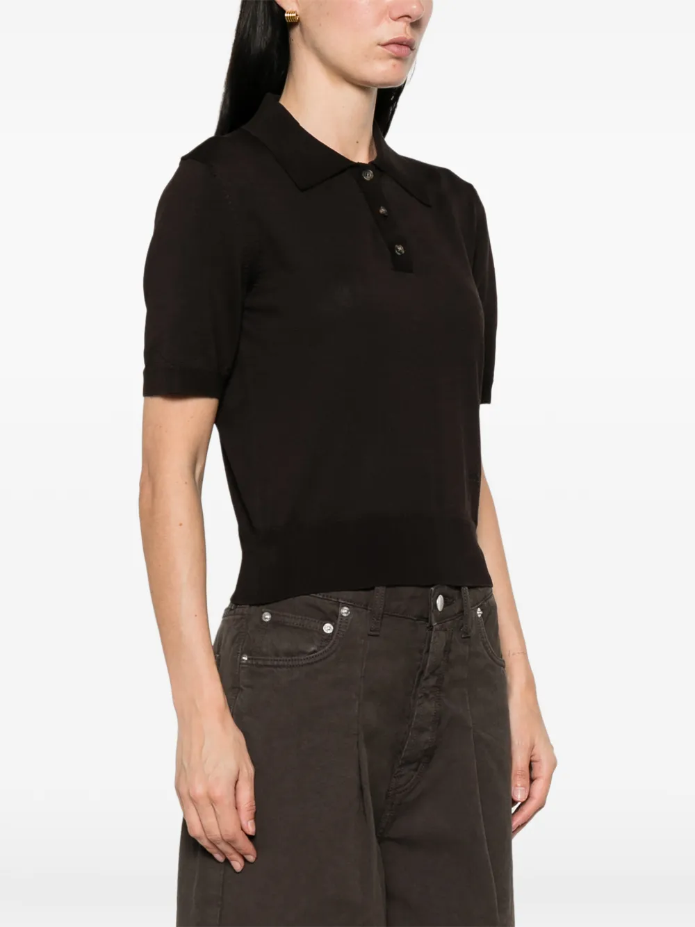 A.P.C. Poloshirt met halve knoop Bruin