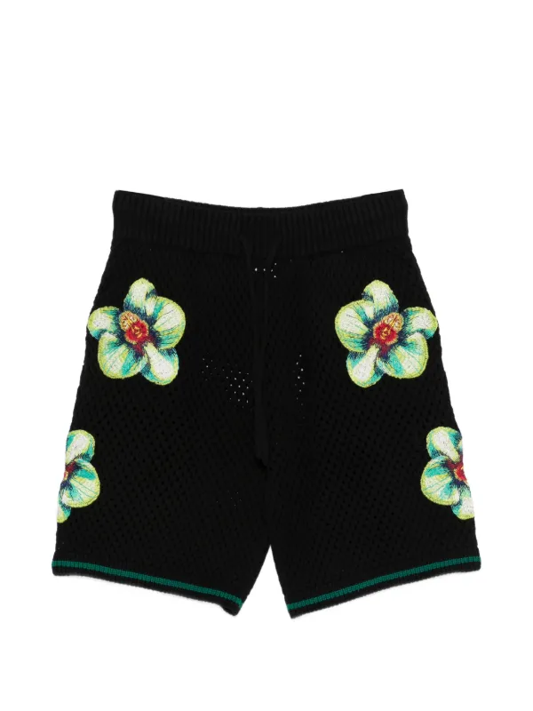 Casablanca Floral-detail Shorts in Black