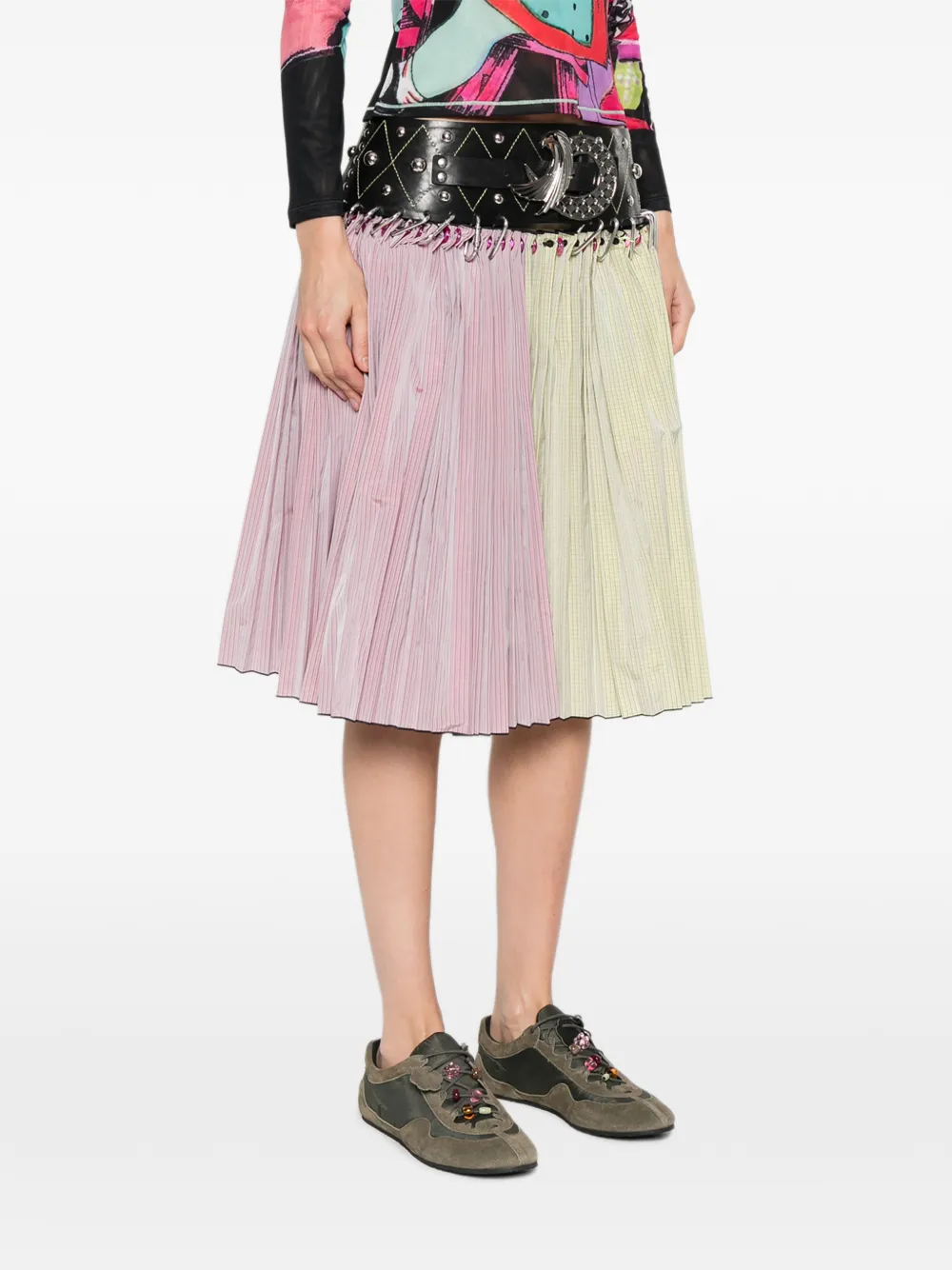  Chopova Lowena Clover Belted Midi Skirt - Pink 