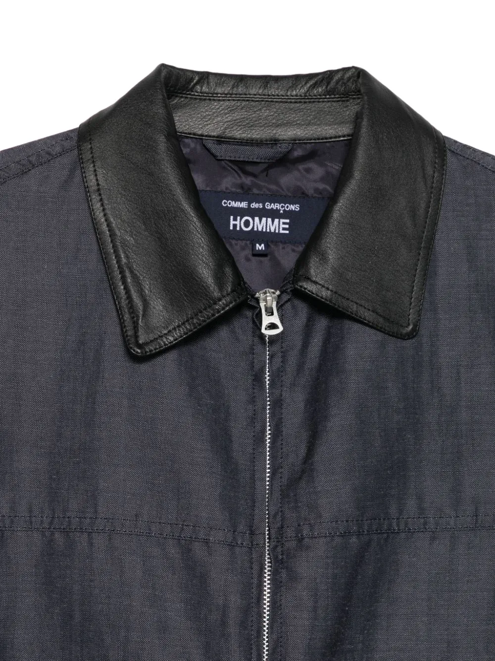 Comme des Garçons Homme Jack met leren kraag en visgraat-patroon Grijs