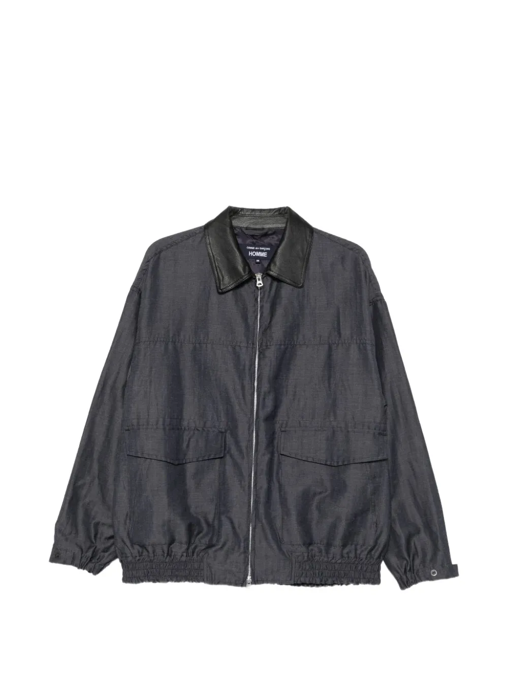 Comme des Garçons Homme leather-collar herringbone jacket - Grau