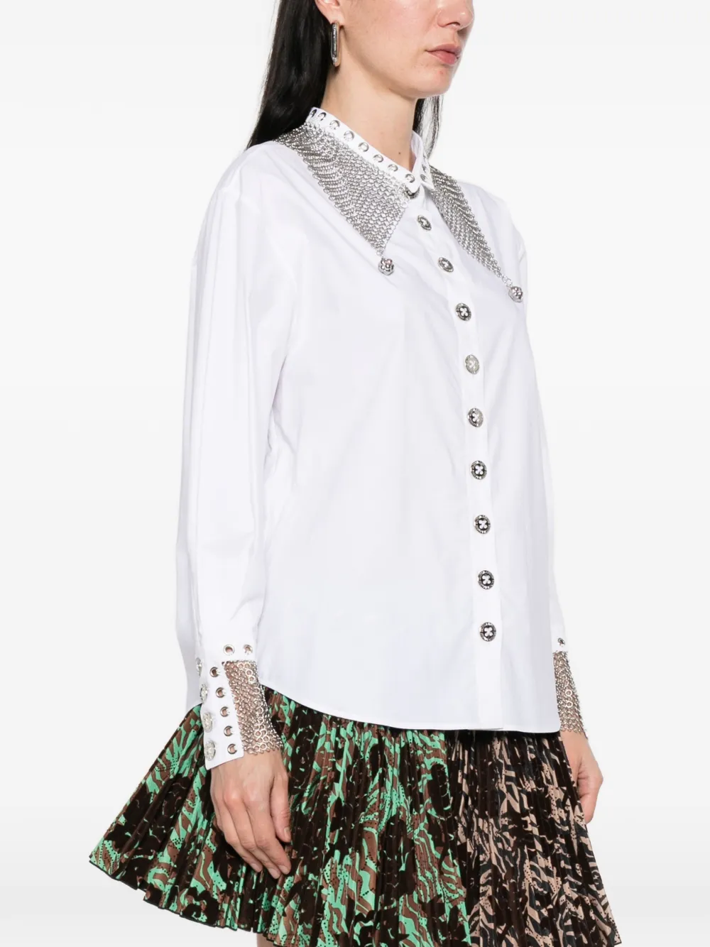  Chopova Lowena Titan Embellished Collared Shirt - White 