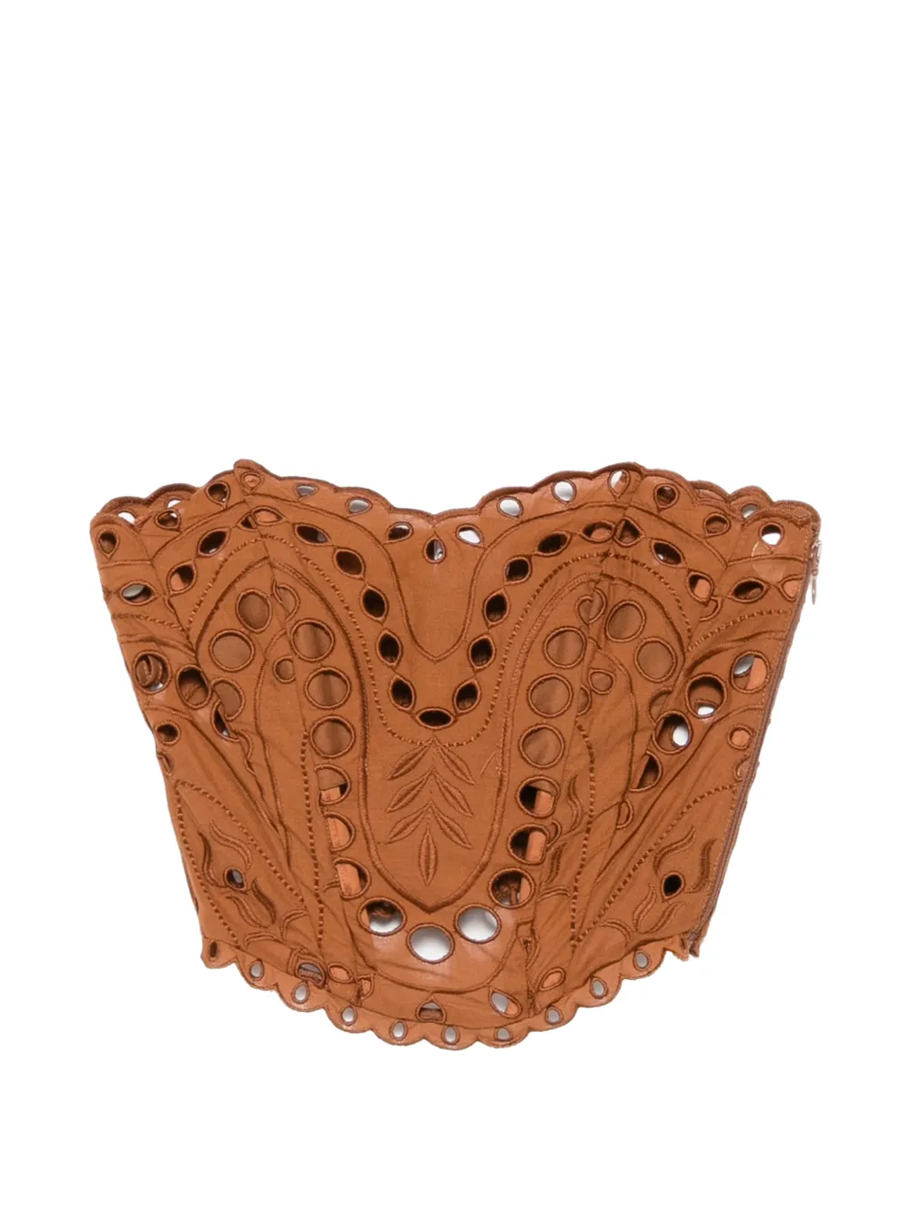 Charo Ruiz Ibiza Kai embroidered strapless top - Marrone