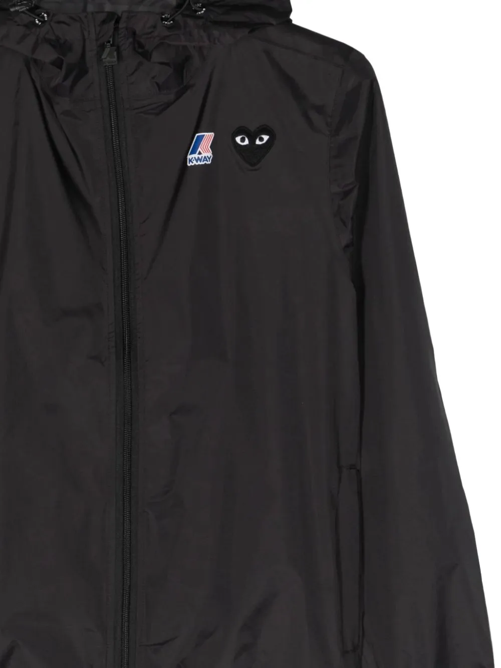 Comme Des Garçons Play x K-Way jack met logo-patch en capuchon Zwart
