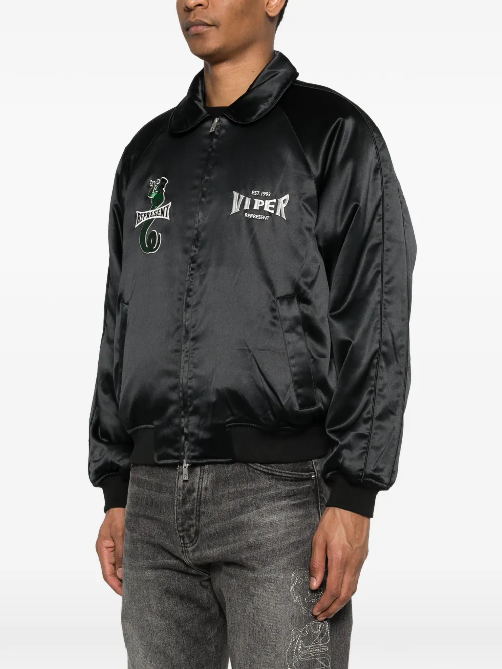  Represent Viper-embroidered Zip-fastening Jacket - Black 