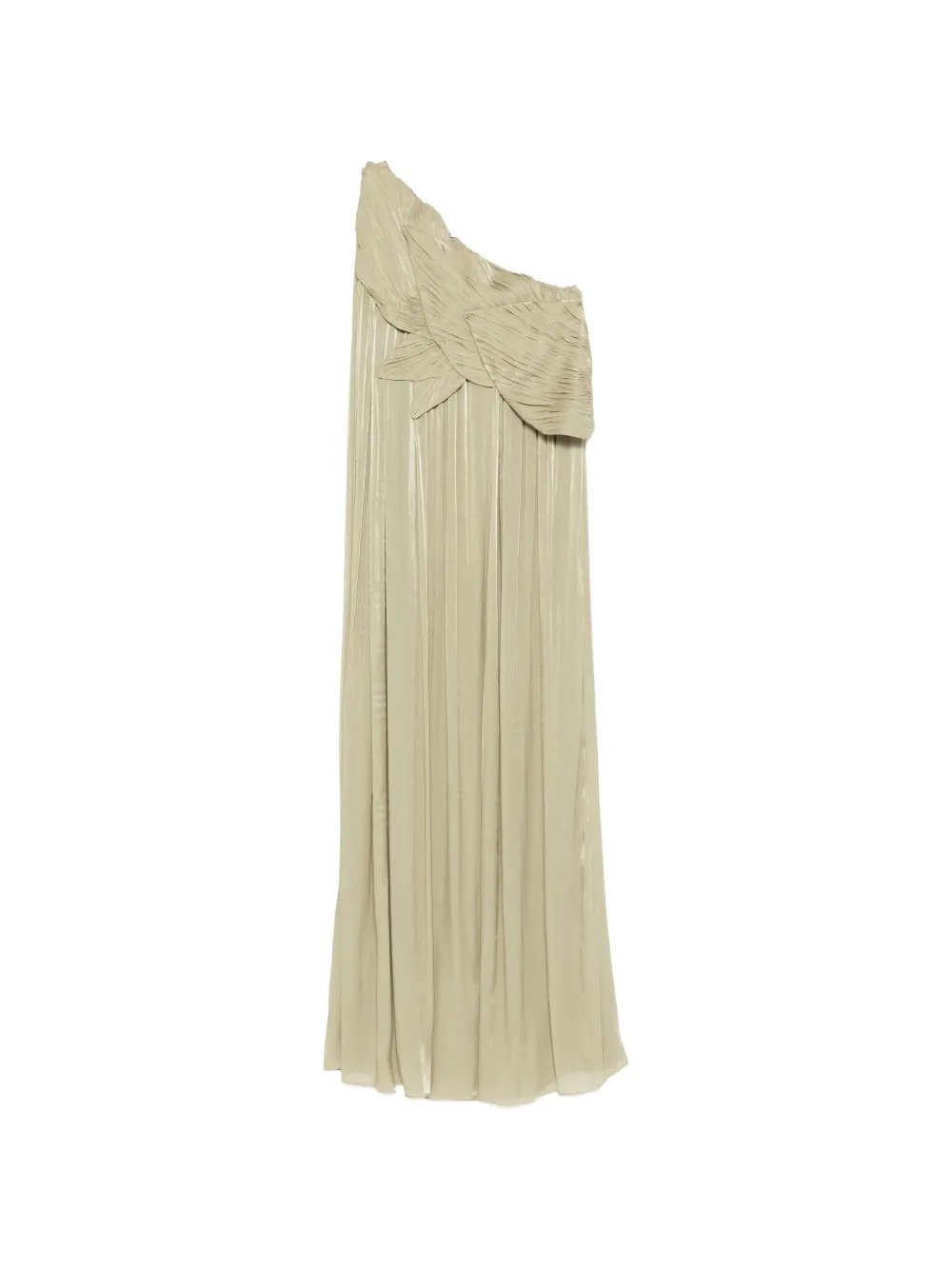 Costarellos Amabel pleated one-shoulder maxi dress - Verde