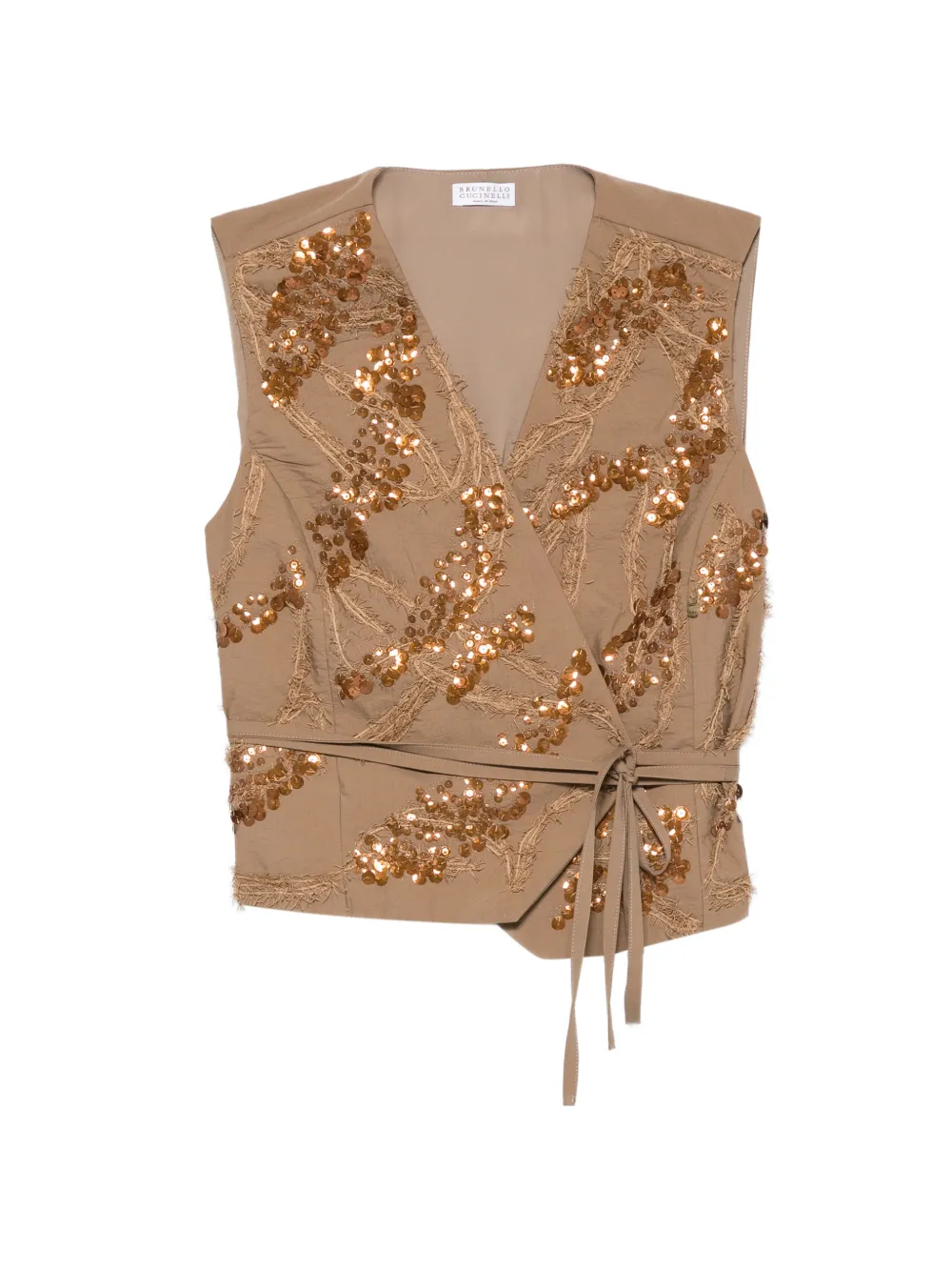 Brunello Cucinelli sequin-embellished waistcoat - Brown