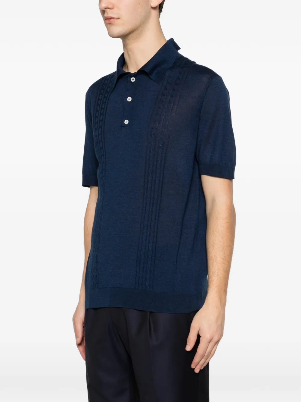 Kiton Poloshirt met textuur Blauw