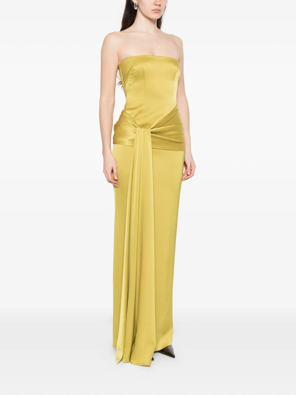  Alex Perry Draped Strapless Maxi Dress - Green 