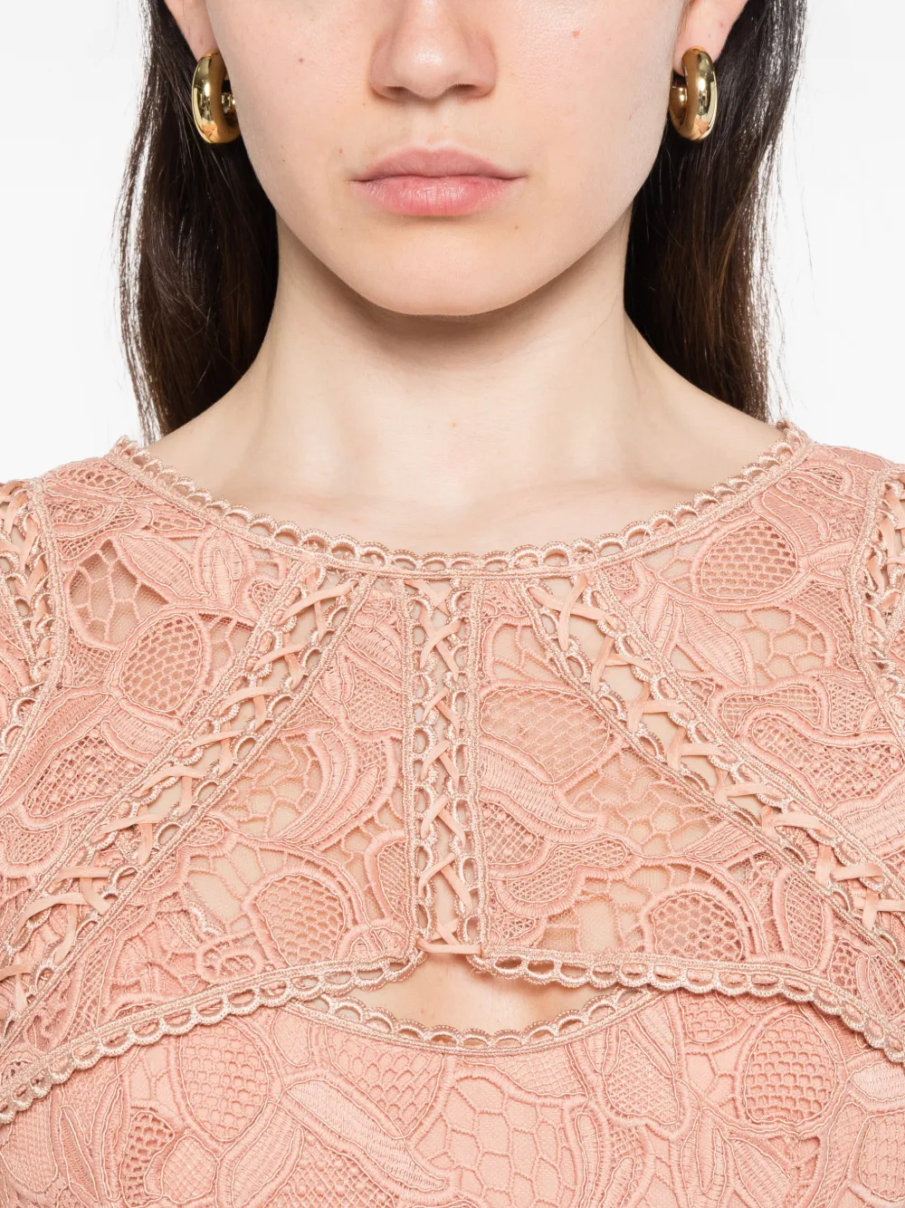 Costarellos Maxi-jurk met uitgesneden kant Roze