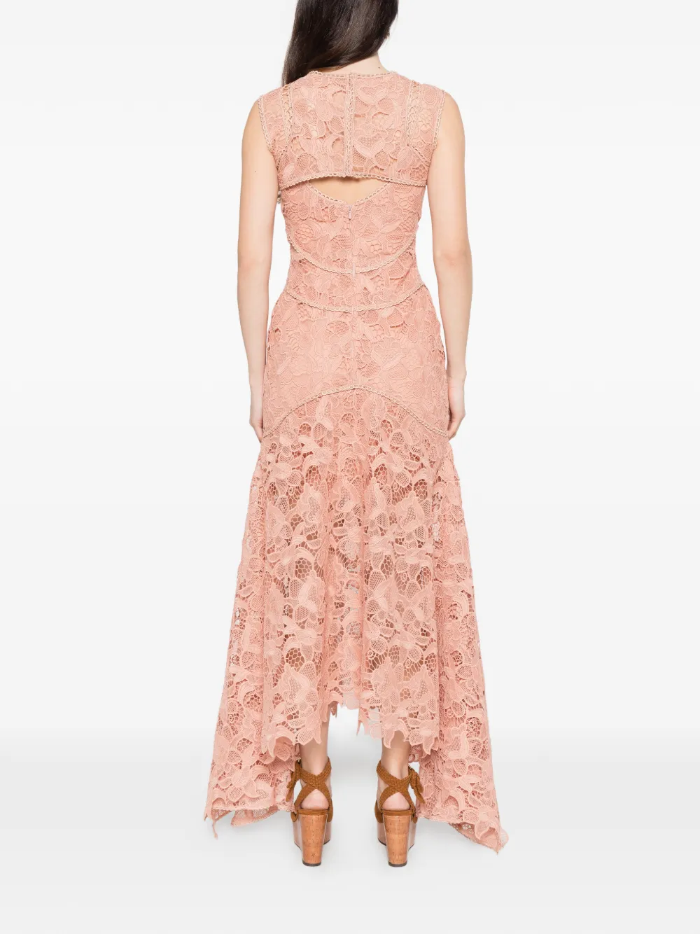 Costarellos Maxi-jurk met uitgesneden kant Roze