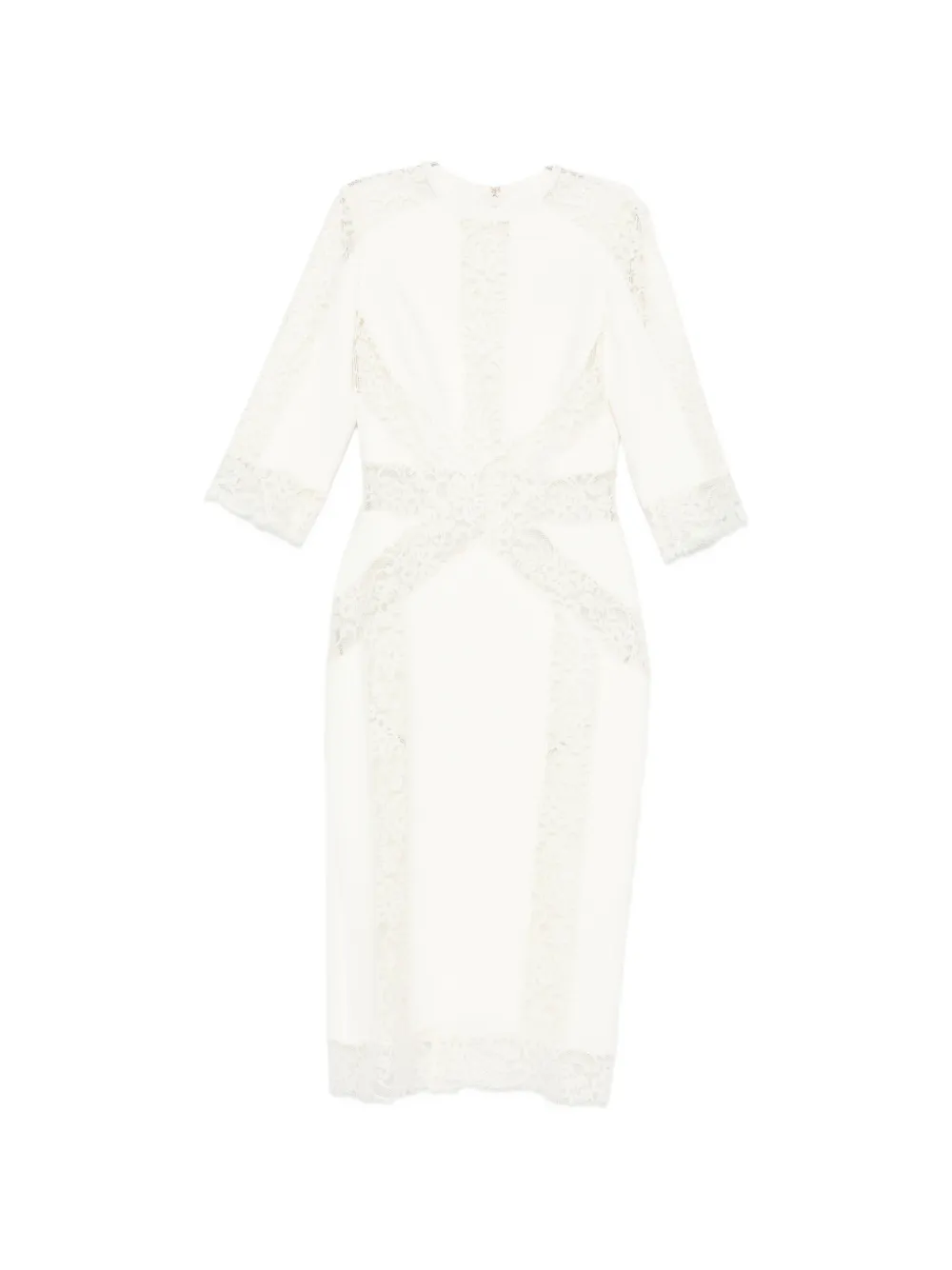 Elie Saab Lace-panel Midi Dress In Gray