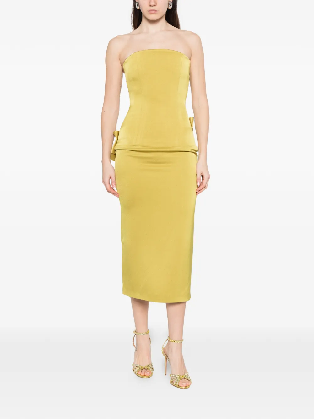  Alex Perry Strapless Midi Dress - Green 