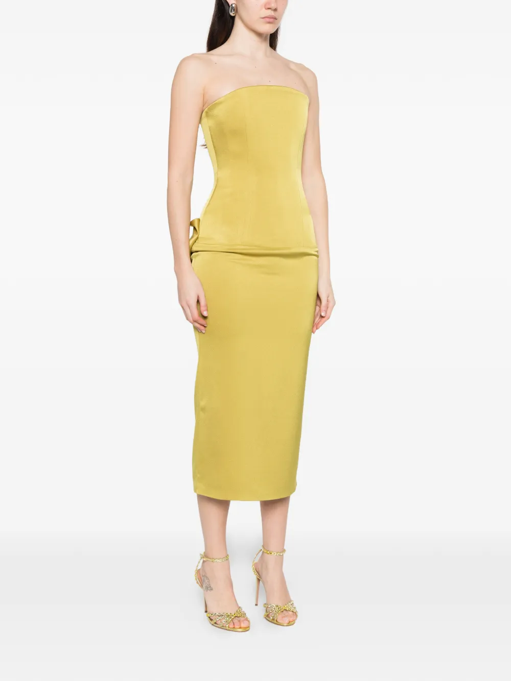  Alex Perry Strapless Midi Dress - Green 